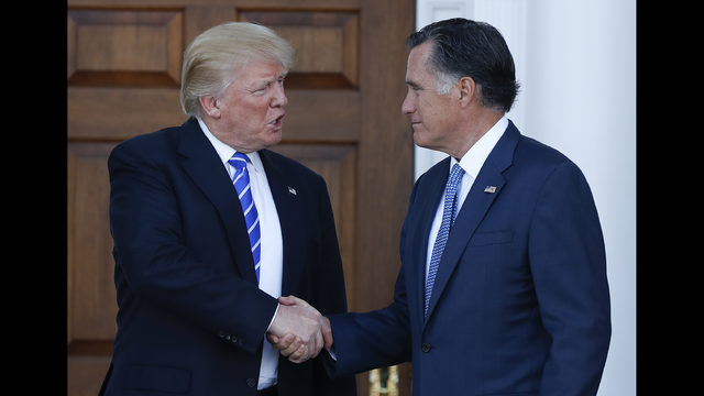 Now a candidate, Romney appears to embrace Trump presidency